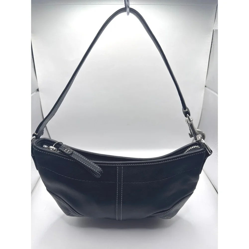 Coach Soho Black‎ Leather Small Hobo Shoulder Bag Purse N0 E043-4283